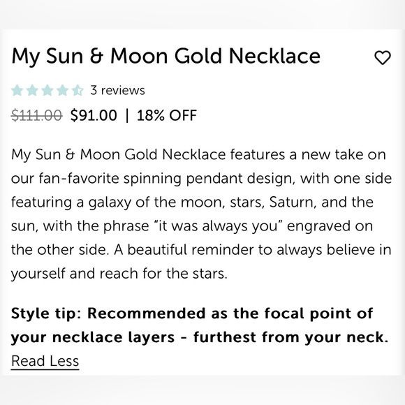 Sun and moon gold necklace - Picture 3 of 7